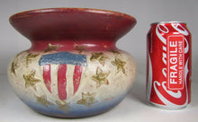 Load image into Gallery viewer, Antique Redware US Crest Thirteen Star Americana Pottery Spittoon Cuspidor Pot
