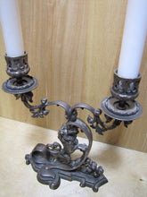 Load image into Gallery viewer, Antique Lion Decorative Art Silver Plate Double Candlestick Holder Candelabrum
