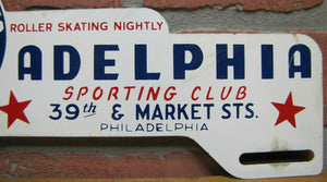 GOD BLESS AMERICA ADELPHIA ROLLER SKATING PHILA Old License Plate Topper Sign