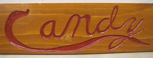 CANDY Old Wooden Country Corner Store Carved Sign double sided recessed