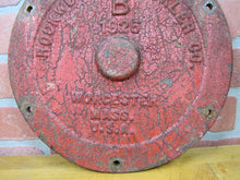 Load image into Gallery viewer, 1920s Cast Iron ROCKWOOD SPRINKLER CO Fire Water Alarm Cover Worcester Mass USA
