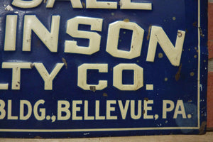 JENKINSON REALTY Co CAMERAPHONE Bldg BELLEVUE PA Old Embossed Tin Ad Sign