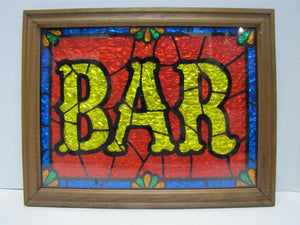 Vintage 1960/70s BAR Foil Sign old framed tavern bar pub beer liquor advertising