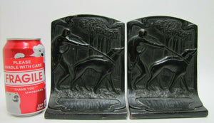 Huntress Greyhounds Whippets Forest Antique Bronze Clad Decorative Art Bookends