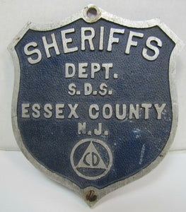 CD CIVIL DEFENSE SHERRIFS DEPT ESSEX COUNTY NJ Old Car Plate Topper Badge Sign