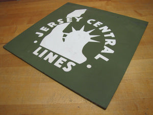 JERSEY CENTRAL LINES Sign Railroad Train Advertising Wood Board Vintage RR Ad