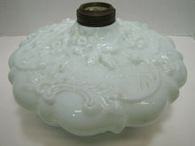 Load image into Gallery viewer, 19c Victorian Spider Webs Leaves Flowers Decorative Arts Milk Glass Oil Lamp
