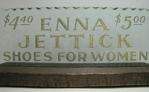 ENNA JETTICK SHOES FOR WOMEN Old Reverse on Glass Chip Scalloped Edge Store Display Advertising Sign