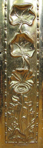 Art Nouveau Repousse Floral Stems Old Brass Door Push Plate Ornate High Relief