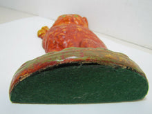 Load image into Gallery viewer, Old Cast Iron Cat Doorstop orange green eyed kitten detailed door stopper
