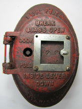 Load image into Gallery viewer, Antique FIRE ALARM Box Patent 1908 Cast Iron oval embossed lettering heavy old
