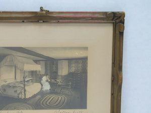 Antique Wallace Nutting 'A Touching Tale' Framed Interior Scene Titled Signed