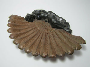 Reclining Maiden Fan Old Card Tip Trinket Tray Copper Cast Metal Decorative Arts