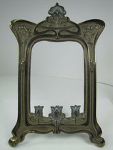 Load image into Gallery viewer, Antique Art Nouveau Frame Tulips Flowers Cast Iron Brass Ornate Picture Mirror
