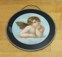 Load image into Gallery viewer, Antique Cherub in Clouds Decorative Arts Reverse Under Glass Design Top Chain
