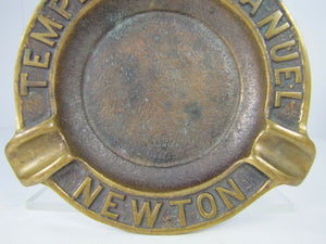 Old Bronze TEMPLE EMANUEL NEWTON Advertising Ashtray RICHARD FINE & SONS BOSTON