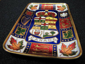 CANADA Old Souvenir Decorative Arts Tray Bronze Enamel Ornate Details RD 1903