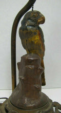 Load image into Gallery viewer, PARROT ON STUMP Antique Cast Iron Decorative Art Lamp htf unique old bird light
