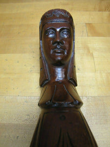 Antique Decorative Arts Wooden Face Head Architectural Salvage Hardware Element