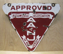 Load image into Gallery viewer, AUTOMOBILE ASSOCIATION OF NEW JERSEY Orig Old Porcelain Sign Double Sided AA NJ
