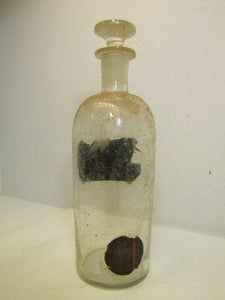 Antique HAND BLOWN APOTHECARY Medicine Bottle Jar Clear Glass Drug Store