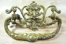 Load image into Gallery viewer, Antique 19c Brass Grotesque Face Head Koi Monster Pulls Architectural Hardware
