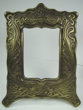 Load image into Gallery viewer, Antique Art Nouveau Frame Heart Scroll Cast Iron Brass Ornate Picture Mirror
