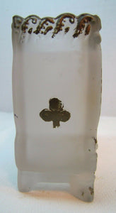 VICTORIAN PLAYING CARD HOLDER Frosted Glass Four Suits Antique Decorative Arts