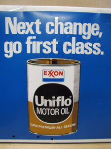 EXXON UNIFLO MOTOR OIL Double Sided Advertising Sign Gas Station Pump Rack