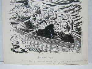 ROUGH SEA by Joseph Doyle Phila Pa Zinc Etching Art Nautical Scene