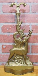 DEER BUCK FOREST Scene Old Doorstop Large Figural Brass Decorative Art Statue