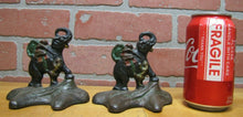 Load image into Gallery viewer, Antique HUNTER TIGER ELEPHANT Bookends cast iron orig old paint small detailed
