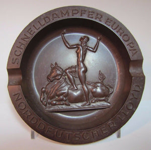 Orig 1930s Schnelldampfer Europa Norddeutscher LLoyd Ship Co Adv Tenacit Tray