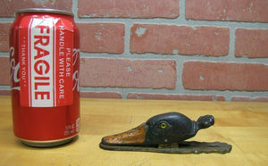 Antique Cast Iron Duck with Glass Eyes Paperclip Paperweight Decorative Desk Art