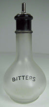 Load image into Gallery viewer, Old BITTERS Frosted Glass Bottle w Black Detail Bar Pub Tavern Liquor Ad
