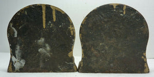 Art Deco Asian Couple Kissing Cast Iron Bookends Original Old Gold Paint