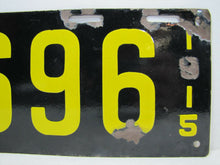 Load image into Gallery viewer, Antique Porcelain 1915 Connecticut License Plate - Conn 14696 - black yellow
