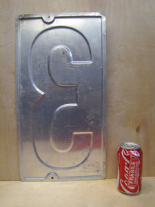 Orig Gas Station 3 Sign number price embossed metal gas oil auto advertising