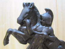 Load image into Gallery viewer, Old GLADIATOR WARRIOR HORSE Cast Iron Decorative Art Deco Era Bookend
