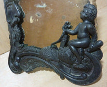 Load image into Gallery viewer, Antique 19c Cupid w Old Man Time Decorative Art Thick Chip Glass Mirror
