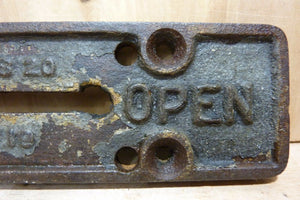 CLOSED OPEN 1-20 Old Cast Iron Industrial Embossed Panel Sign Equipment Machine