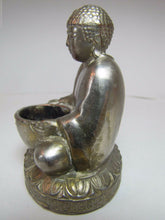 Load image into Gallery viewer, BUDDHA Old Incense Burner SWIRLING LOGS GOOD LUCK Ornate Silver Nickel Plate
