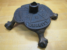 Load image into Gallery viewer, LOYALTY FRATERNITY CHARITY Antique 19c WRC Cast Iron CLAW FEET Flag Pole Stand
