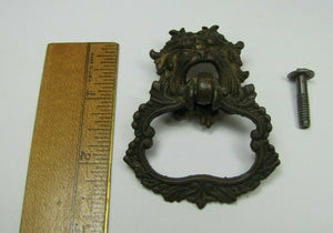 MONSTER BEAST Antique 19c Bronze Pull Ornate Figural Victorian Hardware Element