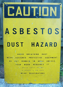 CAUTION ASBESTOS DUST HAZARD Old Industrial Shop Safety Advertising Metal Sign