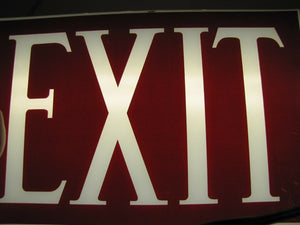 EXIT Art Deco Reverse on Glass Sign Gothic Lettering Theatre Industrial Safety