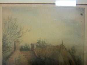 19c SIR WALTER STONE COTTAGE Signed Art Artwork Painting Lovely Landscape