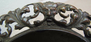 Antique DEVIL EVIL Scary Man Face Decorative Art INKWELL Ornate Brass Bronze