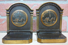 Load image into Gallery viewer, NEW YORK UNIVERSITY 1930s CS&amp;C Co NYU Brass Decorative Art Bookends Book Ends
