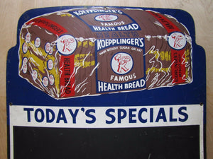 Old KOEPPLINGER'S HEALTH BREAD DETROIT MICHIGAN Store Display Ad Bakery Sign